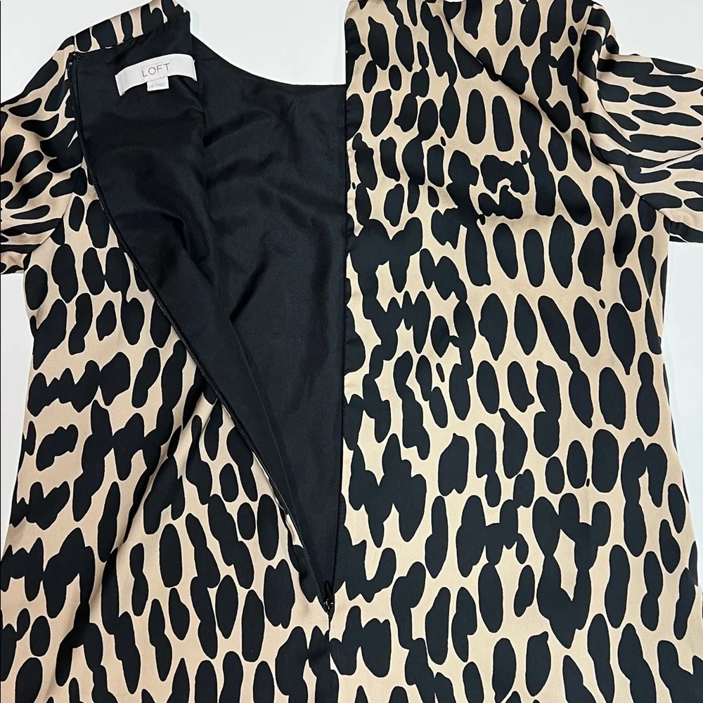 LOFT Black and Tan Patterned Sheath Dress - Picture 7 of 16